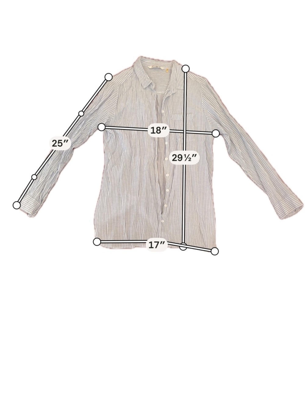 Light Gray Striped Button-Down Shirt with Chest Pocket - Picture 4 of 5